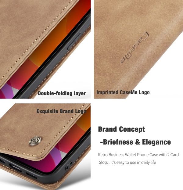 For iPhone 12 Pro Max CaseMe-013 Multifunctional Retro Frosted Horizontal Flip Leather Cas...(Brown)