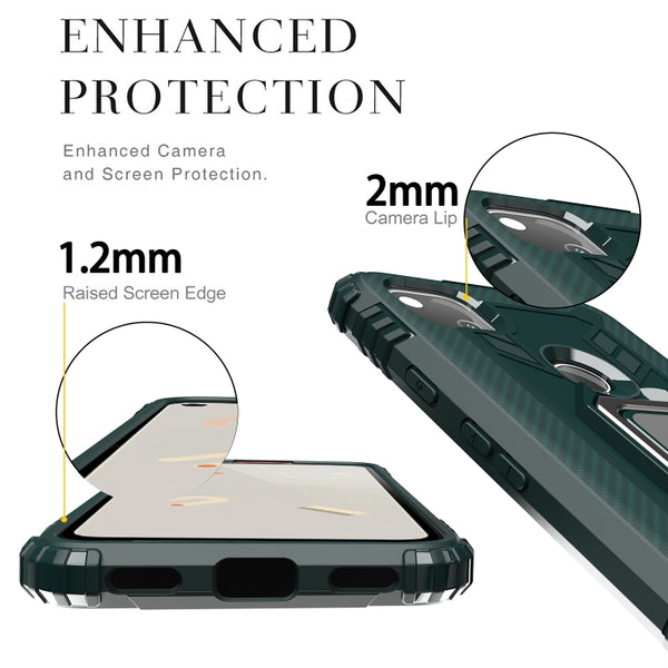 For Google Pixel 5 Carbon Fiber Protective Case with 360 Deg