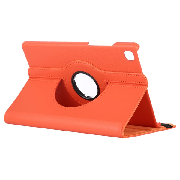 For Samsung Galaxy Tab A7 T500 Litchi Texture Horizontal Flip 360 Degrees Rotation Leathe...(Orange)