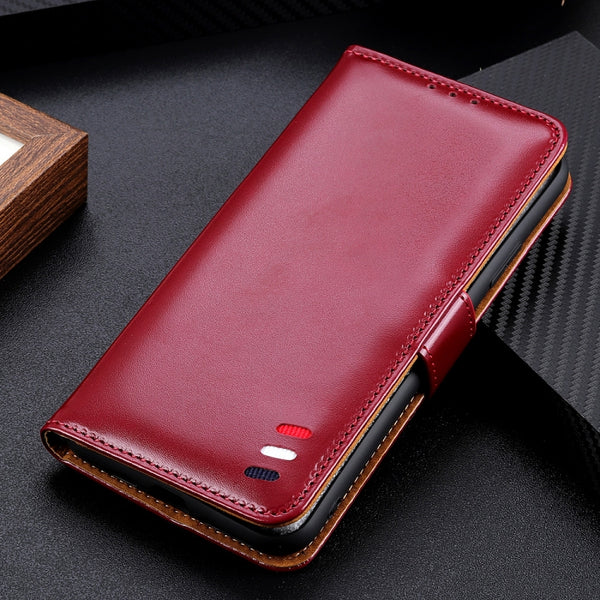 For iPhone 12 mini 3-Color Pearl Texture Magnetic Buckle Horizontal Flip PU Leather Cas...(Wine Red)