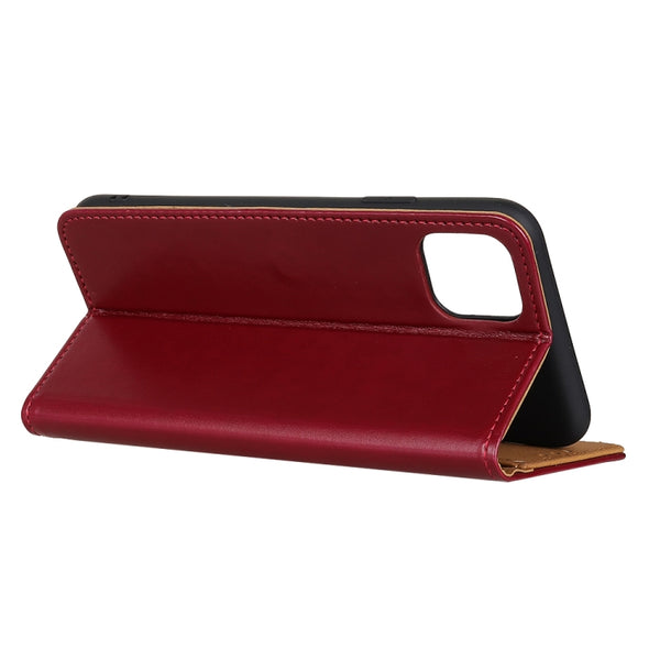 For iPhone 12 Pro Max 3-Color Pearl Texture Magnetic Buckle Horizontal Flip PU Leather ...(Wine Red)