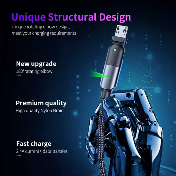 FXCM | WY09 2.4A USB to Micro USB 180 Degree Rotating Elbow