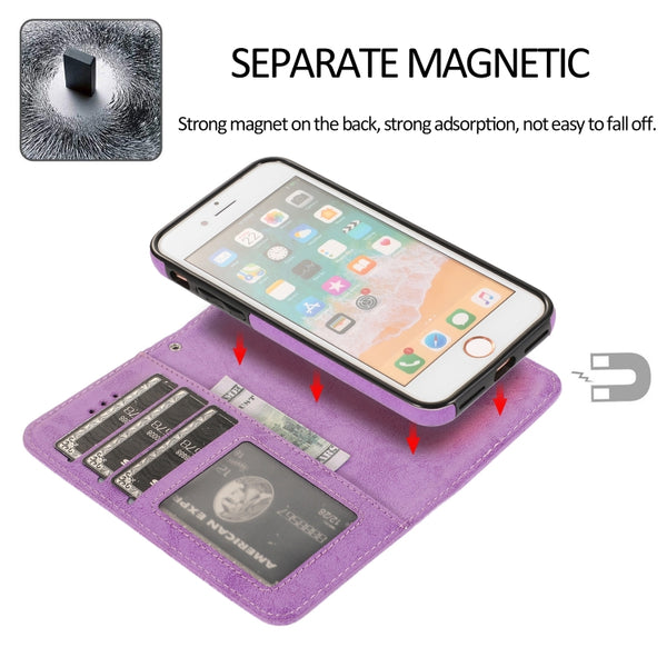 For iPhone SE 2022 SE 2020 8 7 KLT888-2 Retro 2 in 1 Detachable Magnetic Horizontal Flip ...(Purple)