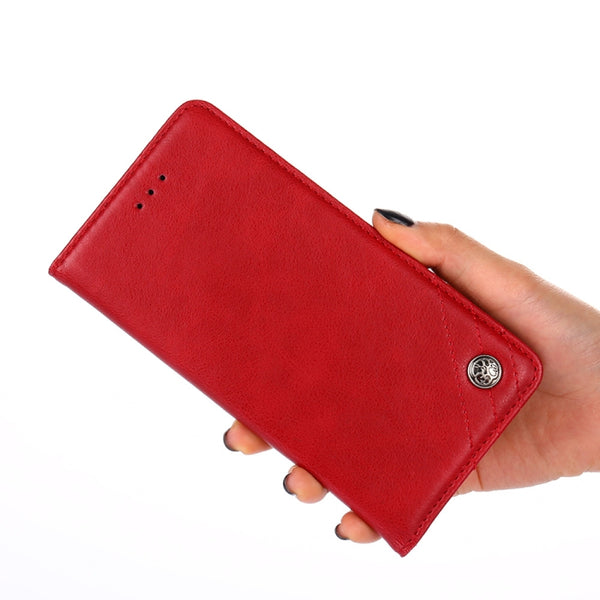 For Samsung Galaxy S10 Non-Magnetic Retro Texture Horizontal Flip Leather Case with Holder &...(Red)