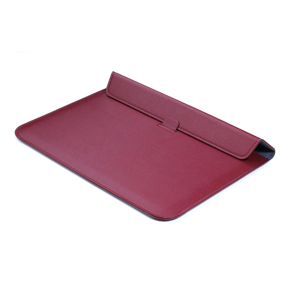 PU Leather Ultra-thin Envelope Bag Laptop Bag for MacBook Air Pro 11 inch, with Stand F...(Wine Red)