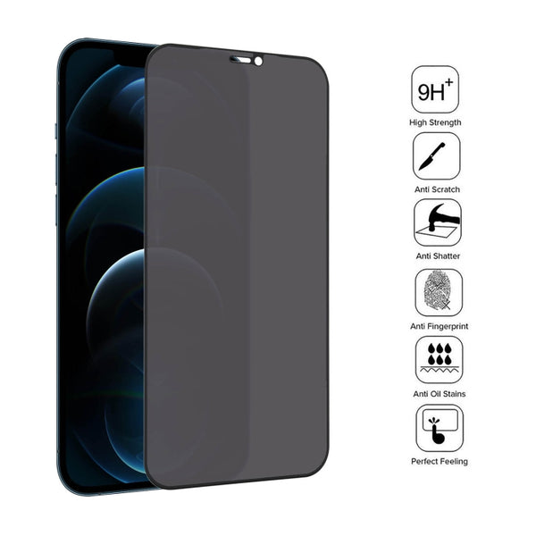 For iPhone 12 Pro Max Anti-peeping Plasma Oil Coated High Aluminum Wear-resistant Tempered Glass ...