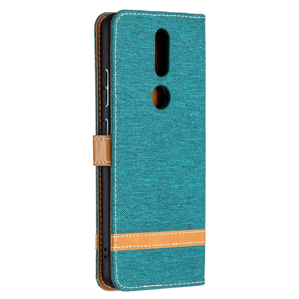 For Nokia 2.4 Color Matching Denim Texture Leather Case with