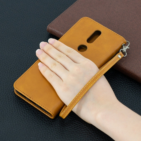 For Nokia 2.4 Retro Lambskin Texture Pure Color Horizontal F