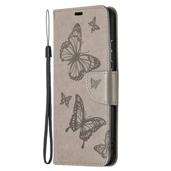 For Nokia 2.4 Two Butterflies Embossing Pattern Horizontal F