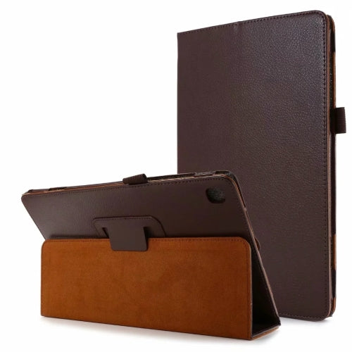 For Samsung Galaxy Tab A7 10.4 (2020) T500 Litchi Texture Horizontal Flip Solid Color Lea...(Coffee)