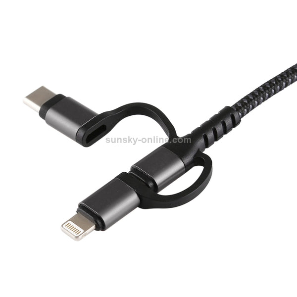 3 in 1 Micro USB USB-C Type-C 8 Pin to HDMI HDTV Cable(Black)