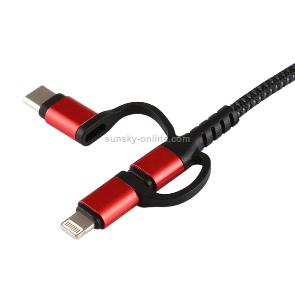 3 in 1 Micro USB USB-C Type-C 8 Pin to HDMI HDTV Cable(Red)