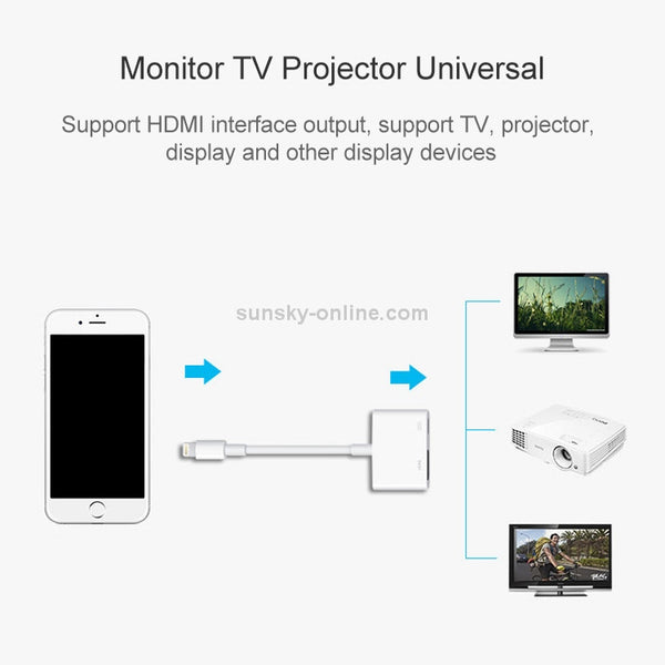 8 Pin to HDMI HDTV Projector Video Adapter Cable for iPhone
