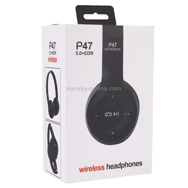 P47 Foldable Wireless Bluetooth Headphone with 3.5mm Audio J