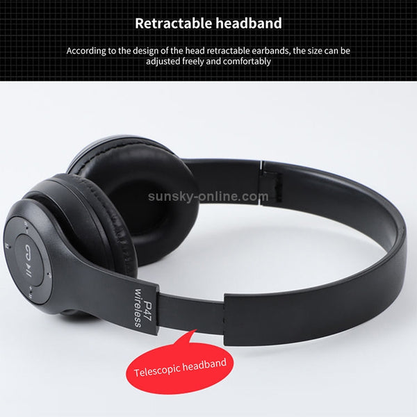 P47 Foldable Wireless Bluetooth Headphone with 3.5mm Audio J