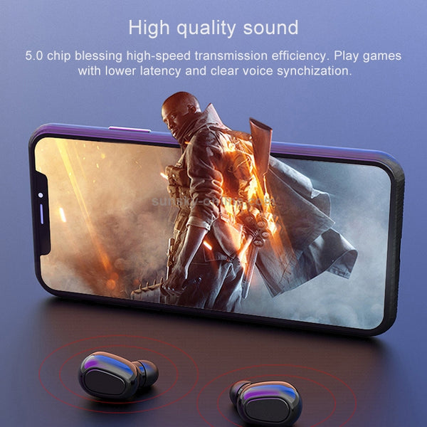 L21 9D Sound Effect Bluetooth 5.0 Wireless Bluetooth Earphone with Charging Box, Support f...(Black)