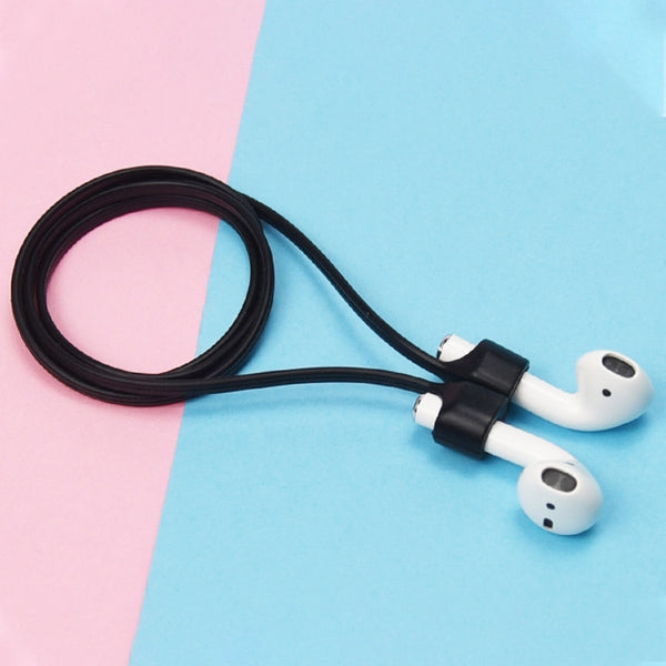 Wireless Bluetooth Headset Anti-lost Rope Magnetic Silicone Lanyard for Apple AirPods 1 2(Black)