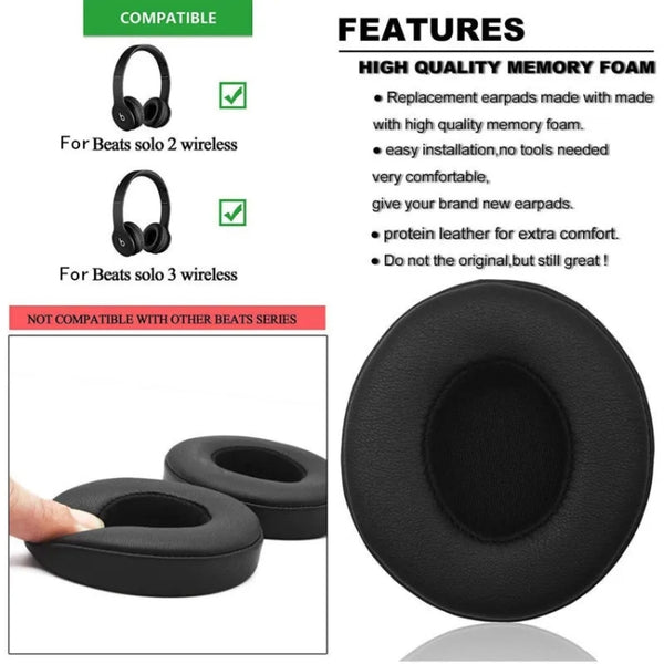 1 Pair Soft Sponge Earmuff Headphone Jacket for Beats Solo 2.0 3.0, Bluetooth Version(White)