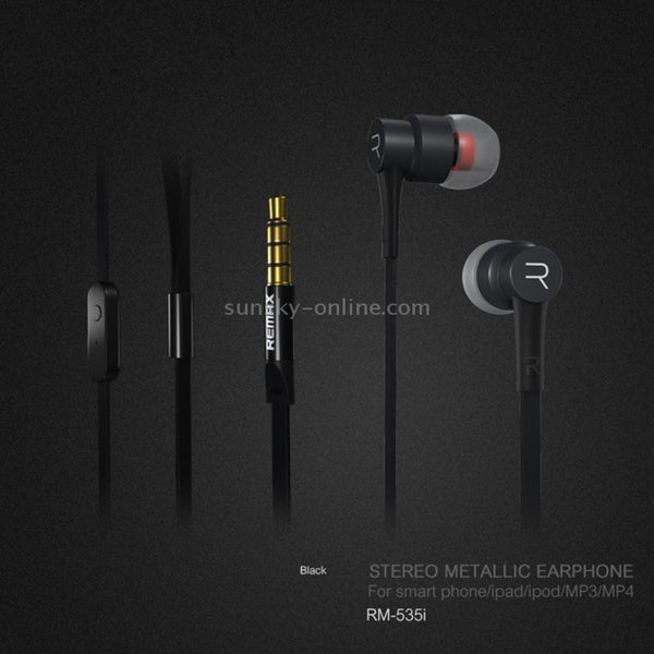 REMAX RM-535i In-Ear Stereo Earphone with Wire Control MIC, Support Hands-free