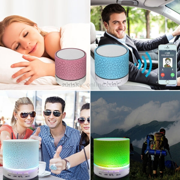 A9 Mini Portable Glare Crack Bluetooth Stereo Speaker with LED Light, Built-in MIC, Suppor...(Black)