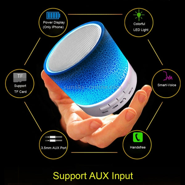 A9 Mini Portable Glare Crack Bluetooth Stereo Speaker with LED Light, Built-in MIC, Support...(Blue)