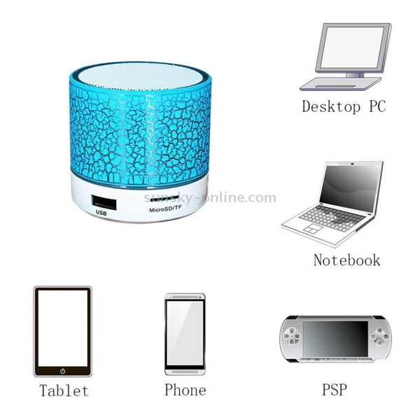 A9 Mini Portable Glare Crack Bluetooth Stereo Speaker with LED Light, Built-in MIC, Suppor...(White)