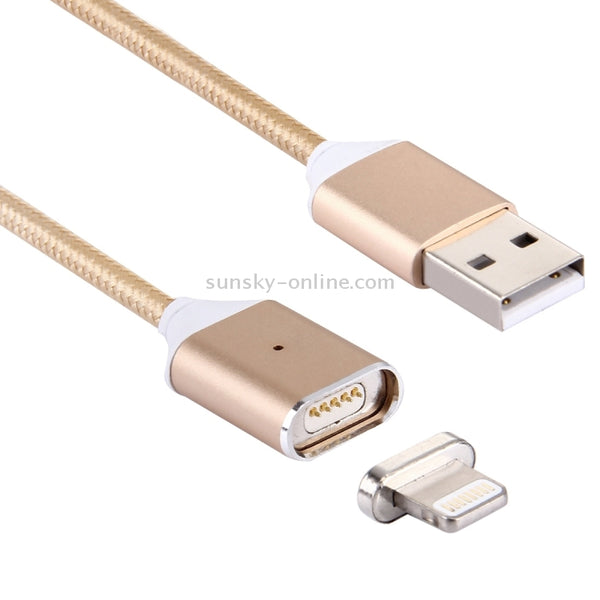 1M Woven Style 2.4A 8 Pin to USB Data Sync Charging Cable Intelligent Metal Magnetism Cable(Gold)