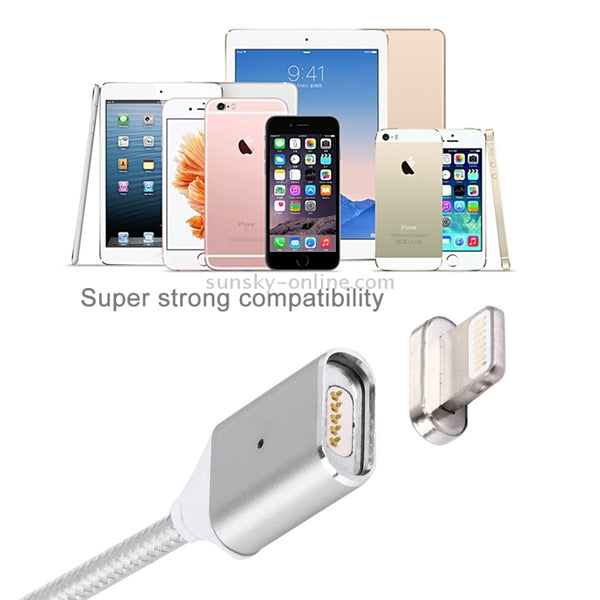 1M Woven Style 2.4A 8 Pin to USB Data Sync Charging Cable Intelligent Metal Magnetism Cable(Gold)