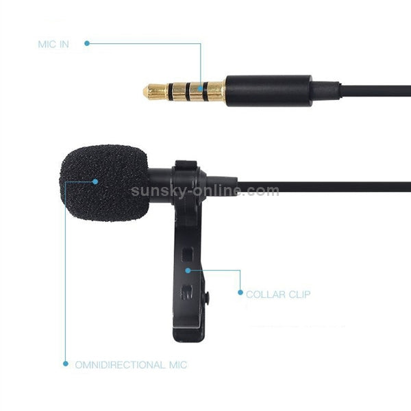 MC-LM10 Clip-on Omni Directional Condenser Microphone for iPhone, iPad, Galaxy, Smart Phon...(Black)