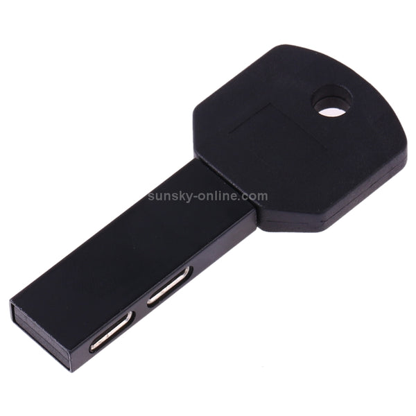 RC16 Dual 8 Pin Female to 8 Pin Male Key Shape Mini Portable Audio & Charge Adapter(Black)