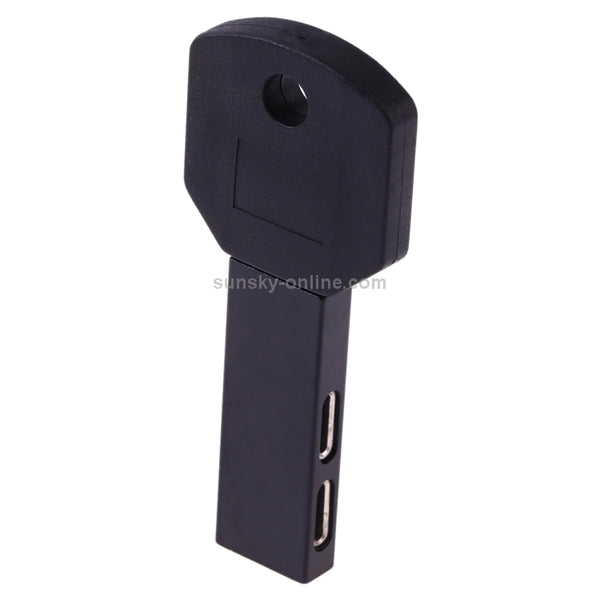 RC16 Dual 8 Pin Female to 8 Pin Male Key Shape Mini Portable Audio & Charge Adapter(Black)