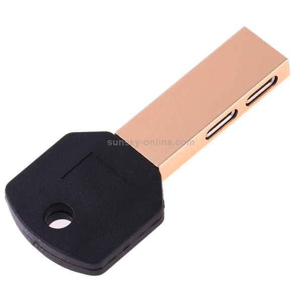 RC16 Dual 8 Pin Female to 8 Pin Male Key Shape Mini Portable Audio & Charge Adapter(Gold)