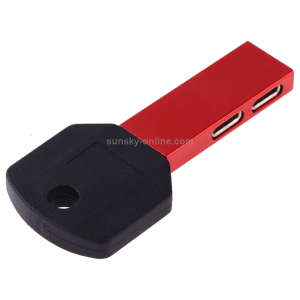 RC16 Dual 8 Pin Female to 8 Pin Male Key Shape Mini Portable Audio & Charge Adapter(Red)