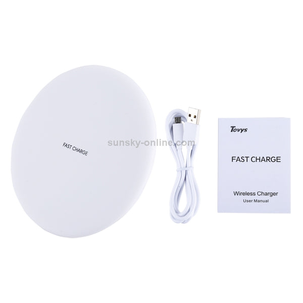 9V 1A 5V 1A Universal Round Shape Fast Qi Standard Wireless Charger(White)