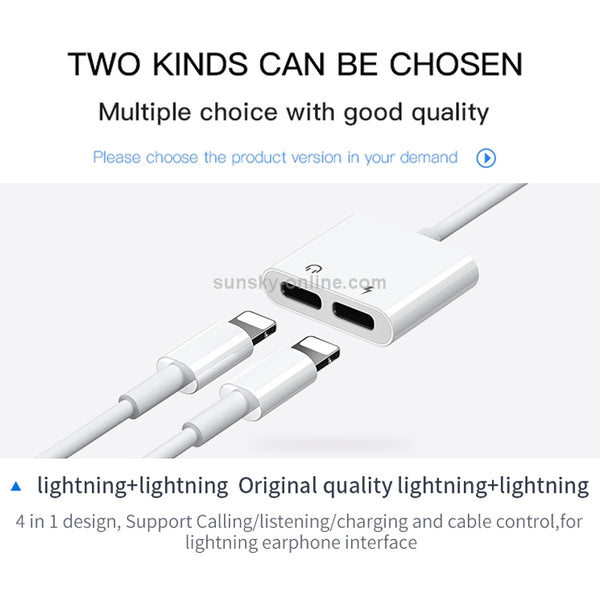 JOYROOM S-Y104 Ben Series Apple Dual Lightning Adapter, Length: 1.2m(White)