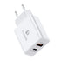 FLOVEME 18W PD QC 3.0 Dual USB Travel Fast Charger Power Adapter, EU Plug(White)