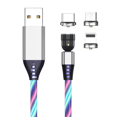 3 in 1 2.4A USB to 8 Pin Micro USB USB-C Type-C 540 Degree Bendable Streamer Magnetic Dat...(Colour)