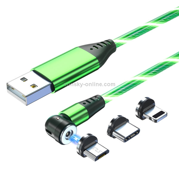 3 in 1 2.4A USB to 8 Pin Micro USB USB-C Type-C 540 Degree Bendable Streamer Magnetic Data...(Green)