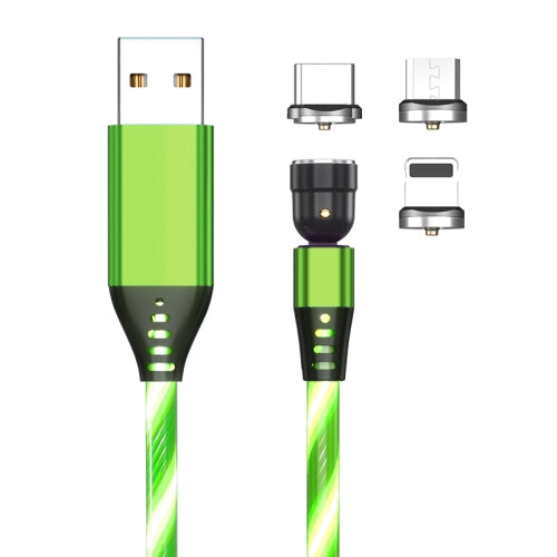 3 in 1 2.4A USB to 8 Pin Micro USB USB-C Type-C 540 Degree Bendable Streamer Magnetic Data...(Green)