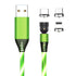 3 in 1 2.4A USB to 8 Pin Micro USB USB-C Type-C 540 Degree Bendable Streamer Magnetic Data...(Green)