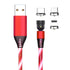 3 in 1 2.4A USB to 8 Pin Micro USB USB-C Type-C 540 Degree Bendable Streamer Magnetic Data C...(Red)