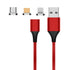 M11 3 in 1 3A USB to 8 Pin Micro USB USB-C Type-C Nylon Braided Magnetic Data Cable, Cable L...(Red)