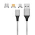 M11 3 in 1 3A USB to 8 Pin Micro USB USB-C Type-C Nylon Braided Magnetic Data Cable, Cabl...(Silver)