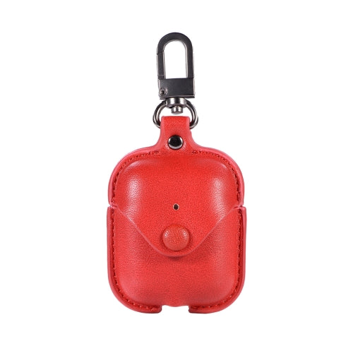 PU Leather Wireless Bluetooth Earphone Protective Case for Apple AirPods 1 2, with Metal Buc...(Red)