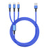 Orange Plug 3A 3 in 1 USB to Type-C 8 Pin Micro USB Fast Charging Cable, Cable Length: 1.2m(Blue)