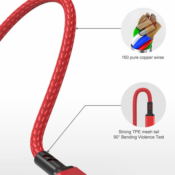 Orange Plug 3A 3 in 1 USB to Type-C 8 Pin Micro USB Fast Charging Cable, Cable Length: 1.2m(Red)