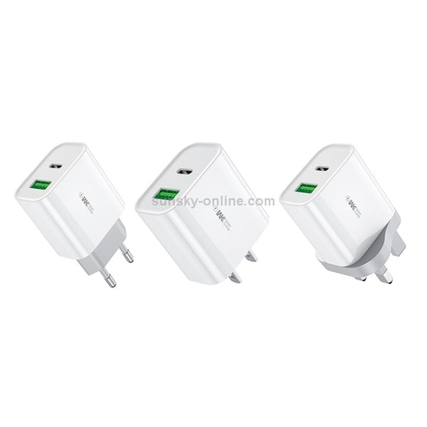 WK WP-U53 QC3.0 Charger 20W USB Type-C Maxspeed PD Fast Charger(UK Plug)