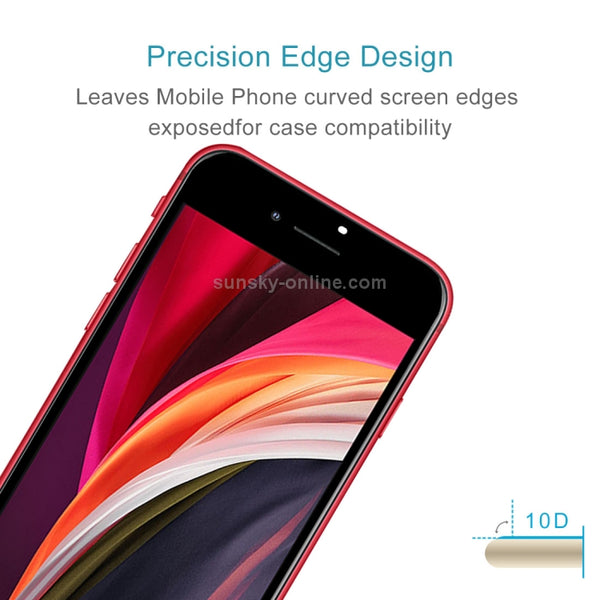 For iPhone SE 2022 2020 Full Screen Large Arc Edge High Aluminum Tempered Glass Film(Black)