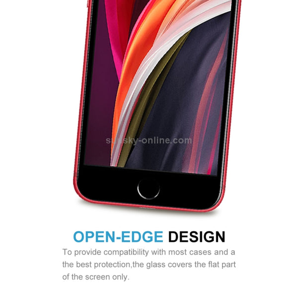 For iPhone SE 2022 2020 Full Screen Large Arc Edge High Aluminum Tempered Glass Film(Black)