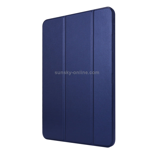 For iPad Pro 11 (2020) PC PU Leather Tablet Case with Three-folding Holder(Navy Blue)